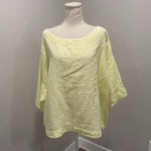 Pure Jill Pale Yellow Oversize Linen Blouse L